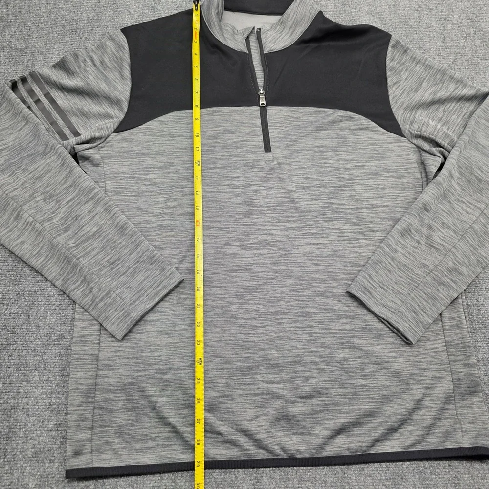 Adidas Mens Large Gray Black Space Dye Quarter Zip Pullover Long Sleeve Shirt